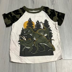 Jumping Beans Softest Tee Camo Sleeve Dinosaur T-Shirt Boy Toddler Size 4T